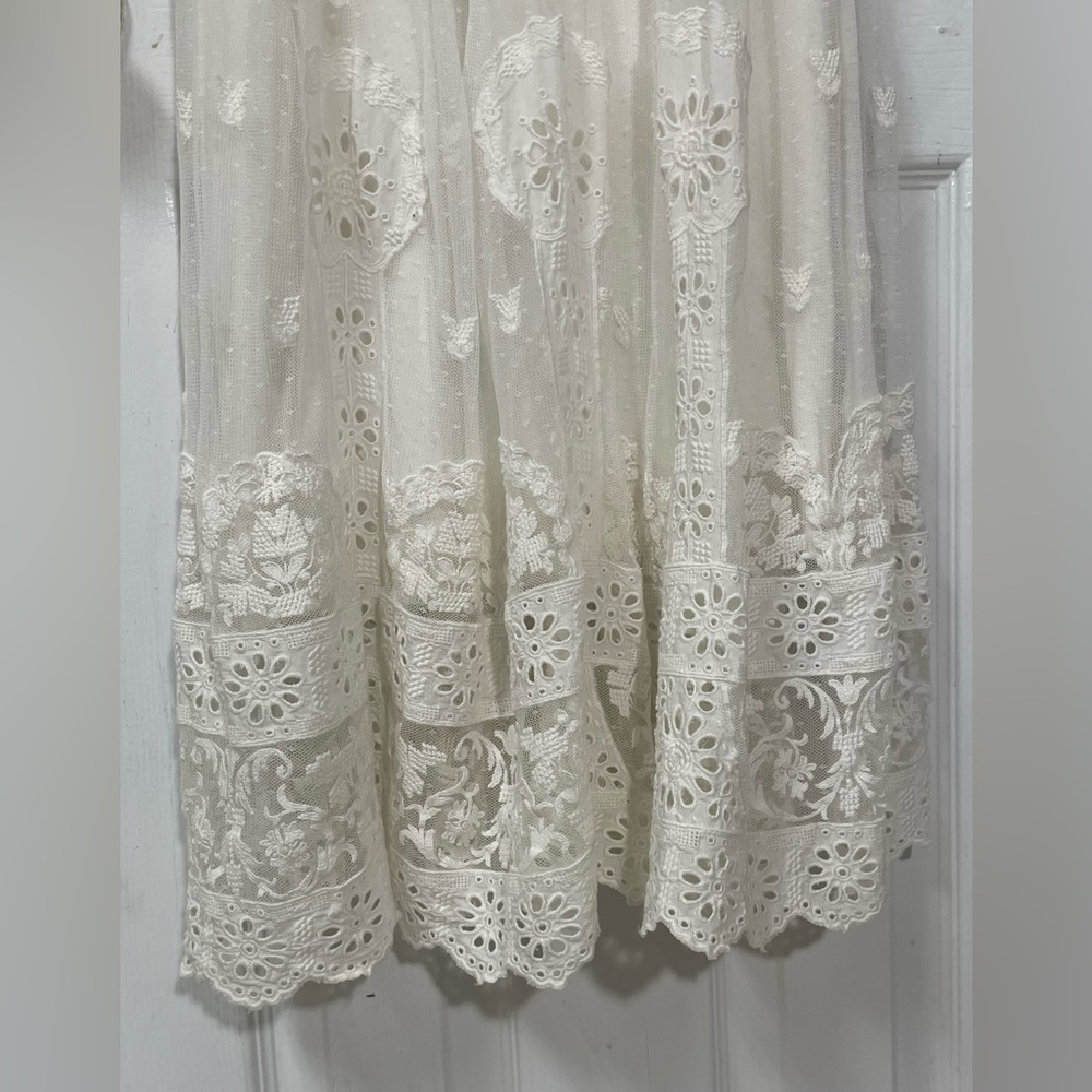 Sundance Dress Maxi Size Medium White Cream Embroidered Mesh Boho Spring Bridal - Picture 4 of 11